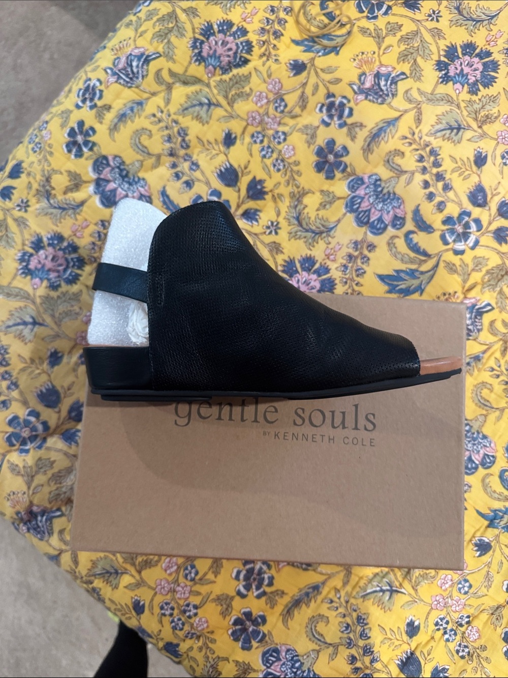 gentle souls Black Open-Toe Slingback Mule
